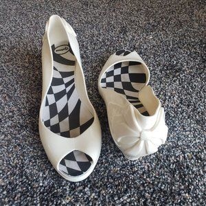 White Peep Toe Jelly Wedge size 6